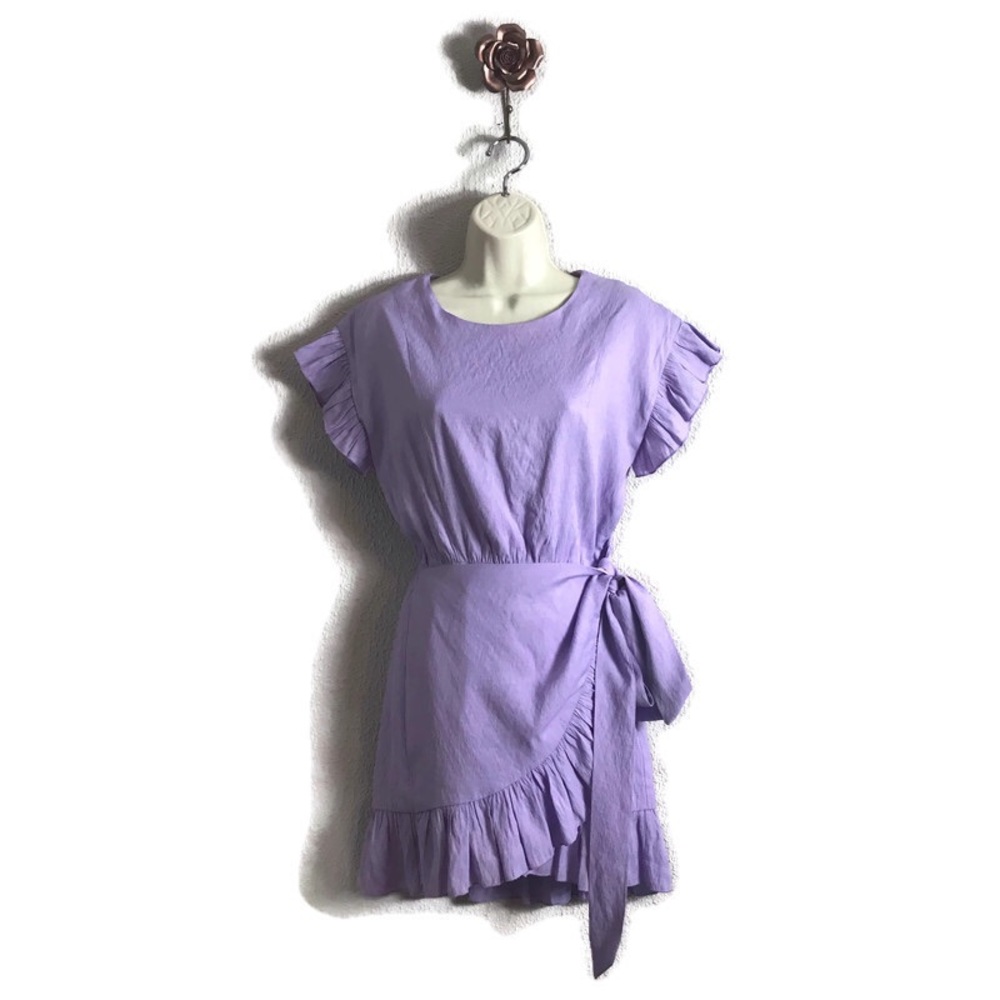 The Impeccable Pig Lilac Ruffle Tie Waist Dress